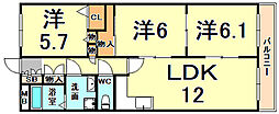 プレミールソシア 3LDKの間取図画像
