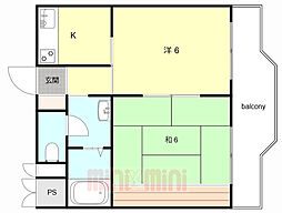 サン兵庫 2Kの間取図画像