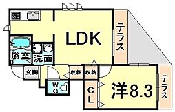 パークサイド塚口 1LDKの間取図画像