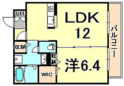 メゾンベール塚口 1LDKの間取図画像