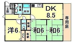ラポール新伊丹 3DKの間取図画像