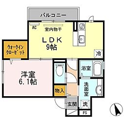 エスポワールシャトゥ 1LDKの間取図画像