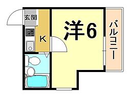 サンパレス21東園田 1Kの間取図画像