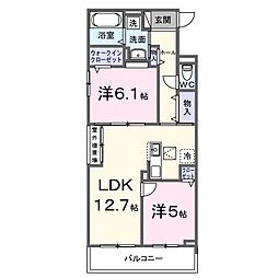 千僧5丁目アパート(028202201) 2LDKの間取図画像