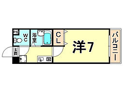 ウィット南塚口 1Kの間取図画像