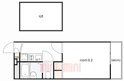 レオパレスさくらEast 1Kの間取図画像