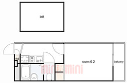 レオパレスさくらEast 1Kの間取図画像