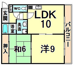 アイビースクエア南塚口 2LDKの間取図画像