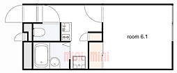 レオパレス松川 ワンルームの間取図画像