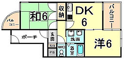 MIZUKI武庫之荘 2DKの間取図画像