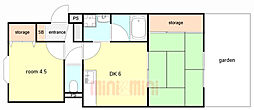 成起マンション 2DKの間取図画像