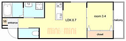 GAZELLE NOAH尼崎次屋 1LDKの間取図画像
