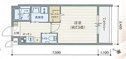 ワコーレヴィータ豊中岡町 1Kの間取図画像