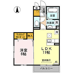 サンオーニックエミュー 1LDKの間取図画像