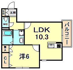ローマレジデンス 1LDKの間取図画像
