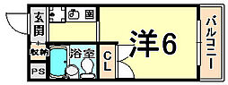 セトル佃 ワンルームの間取図画像