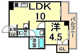 メゾンフジ 1LDKの間取図画像