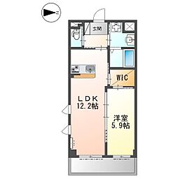 レアグランツ東難波I 1LDKの間取図画像