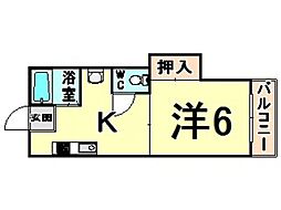ハイツ南苑荘3ユバビル 1Kの間取図画像