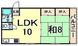プレアール伊丹野間 1LDKの間取図画像