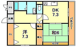 トウェルブイナバソウ 2DKの間取図画像