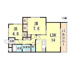 EXE東園田 2LDKの間取図画像
