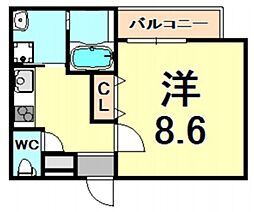 フジパレス西桜木町 1Kの間取図画像