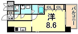 スプランディッド2 1Kの間取図画像