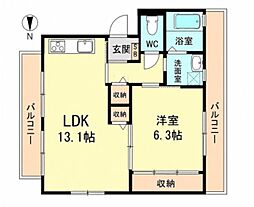 メゾンドシャルム 1LDKの間取図画像