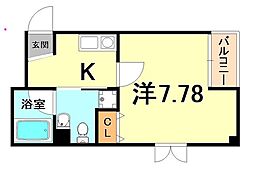 コンフォート中喜 1Kの間取図画像