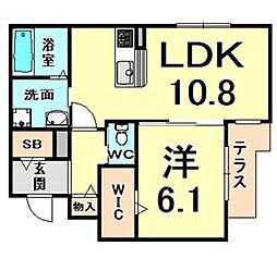 LaValeur伊丹 1LDKの間取図画像