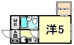 ダイドーメゾン立花西 1Kの間取図画像