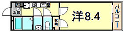 クレイノ大物 1Kの間取図画像