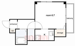KマンションJIN 1Kの間取図画像