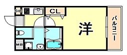 セルジュYS東園田 1Kの間取図画像