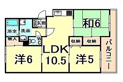サニーハイツ高台A棟 3LDKの間取図画像
