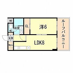 サンコート東難波 1LDKの間取図画像