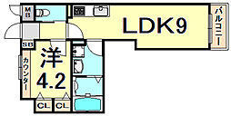 サンクラッソ塚口 1LDKの間取図画像