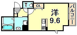 ONLYONE伊丹 ワンルームの間取図画像