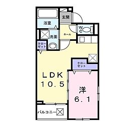 アルストロメリアV 1LDKの間取図画像