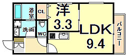 グラツィア千船 1LDKの間取図画像