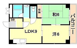 パレス武庫 2LDKの間取図画像