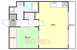 メゾンオリエント 1LDKの間取図画像