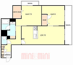 フォレストIII 2LDKの間取図画像