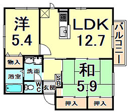 レジデンス松井C棟 2LDKの間取図画像