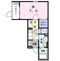 ハイツユベーレン 1Kの間取図画像