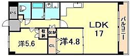 レジデンシア塚口 2LDKの間取図画像