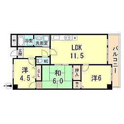 イーリス武庫之荘 3LDKの間取図画像