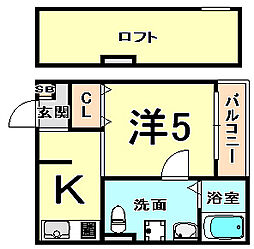 プログレス尼崎 ワンルームの間取図画像