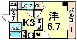 エスティライフ武庫之荘 1Kの間取図画像